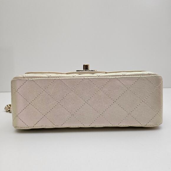 Chanel  Iridescent Lambskin Quilted Mini Rectangular Flap Champagne Gold - Picture 4 of 16